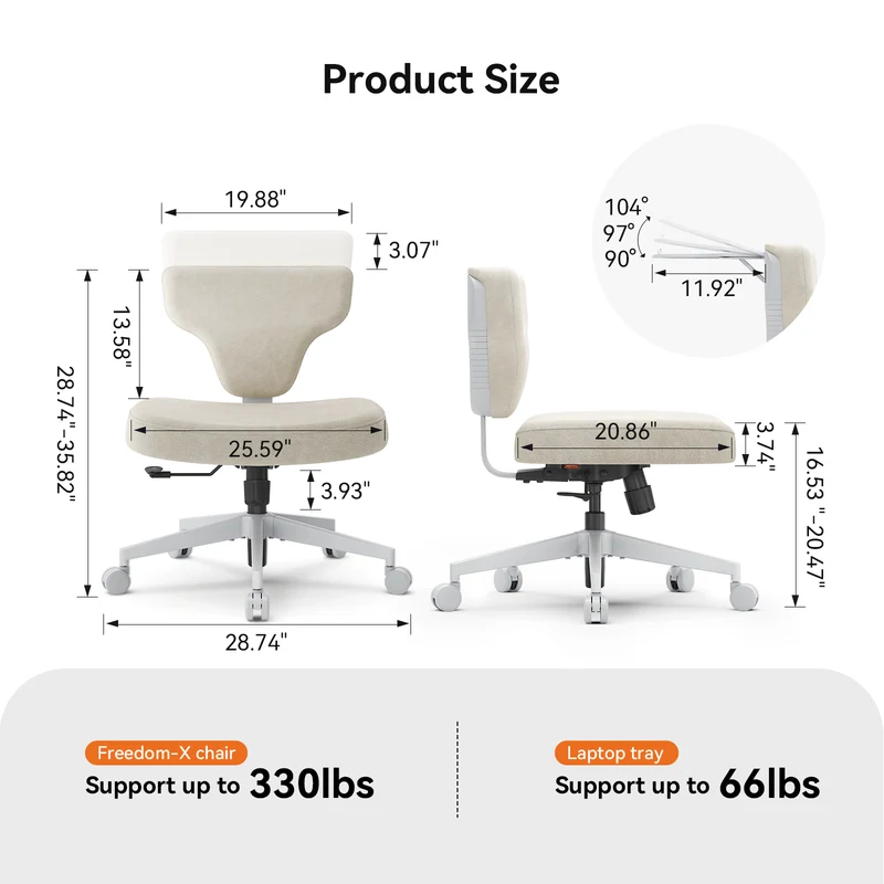 Freedom-X Pro Cross Legged Chair | Wider Cushion | Without Armrest