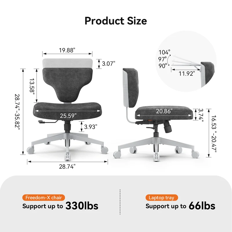 Freedom-X Pro Cross Legged Chair | Wider Cushion | Without Armrest