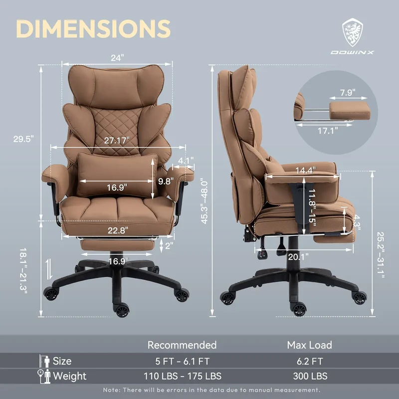 Dowinx Leather Sofa Chair LS-66BG102 Brown ((90-135° Tilt Locking Function))