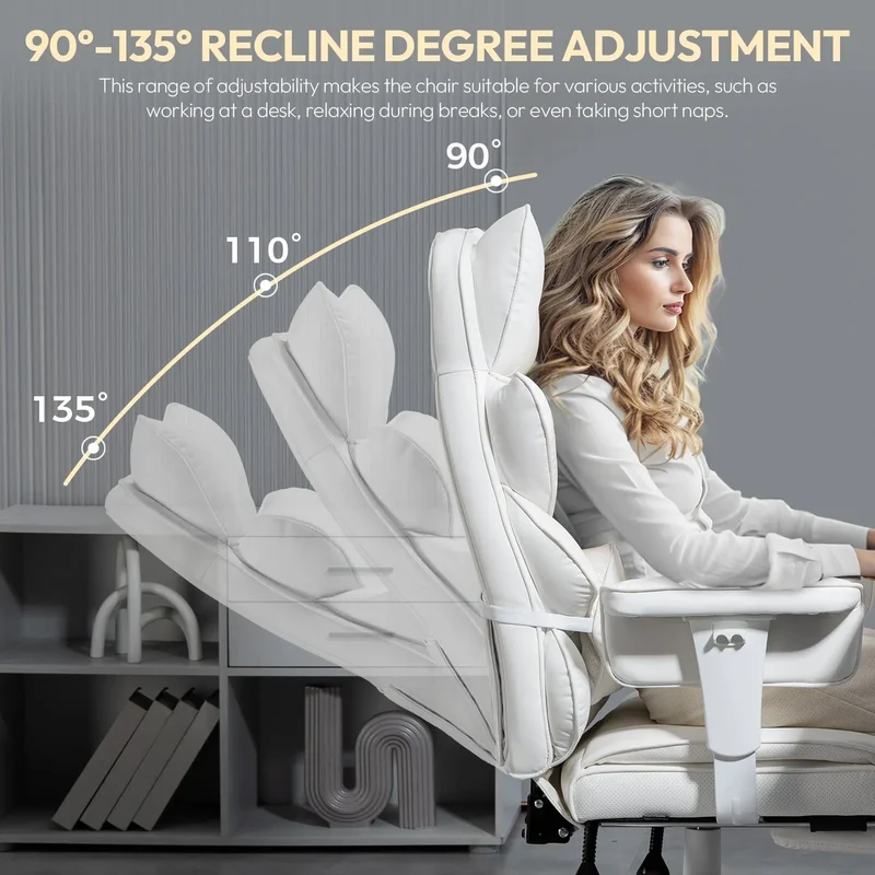 Dowinx Leather Sofa Chair LS-66BG104 White ((90-135° Tilt Locking Function))