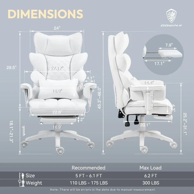 Dowinx Leather Sofa Chair LS-66BG104 White ((90-135° Tilt Locking Function))