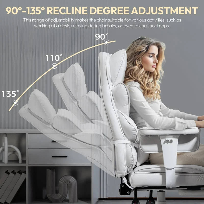 Dowinx Fabric Sofa Chair LS-66BG1B04 White ((90-135° Tilt Locking Function))
