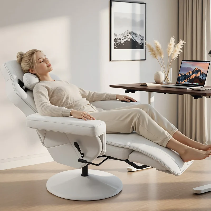 Dowinx Recliner Chair with Massage Lumbar LS-66D3A White