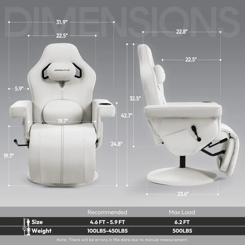Dowinx Recliner Chair with Massage Lumbar LS-66D3A White