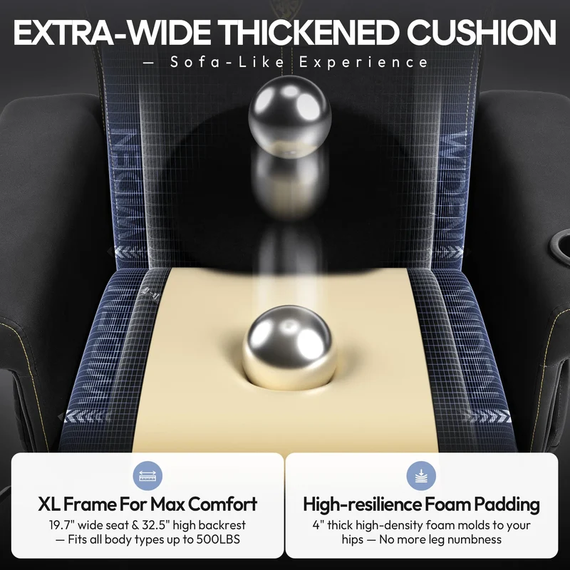 Dowinx Recliner Chair with Massage Lumbar LS-66D3A Black-yellow