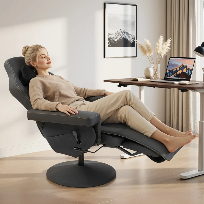 Dowinx Recliner Chair with Massage Lumbar LS-66D3A Black-yellow