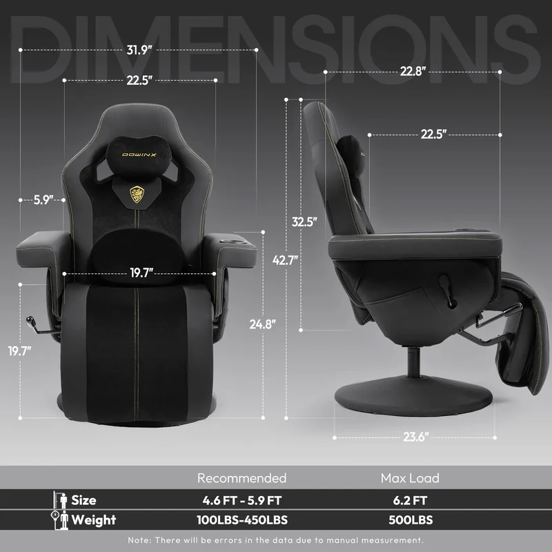 Dowinx Recliner Chair with Massage Lumbar LS-66D3A Black-yellow