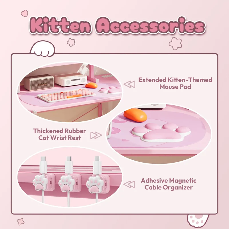 Dowinx L-Shaped Cute Gaming Desk LS-GDEQ (Pink)