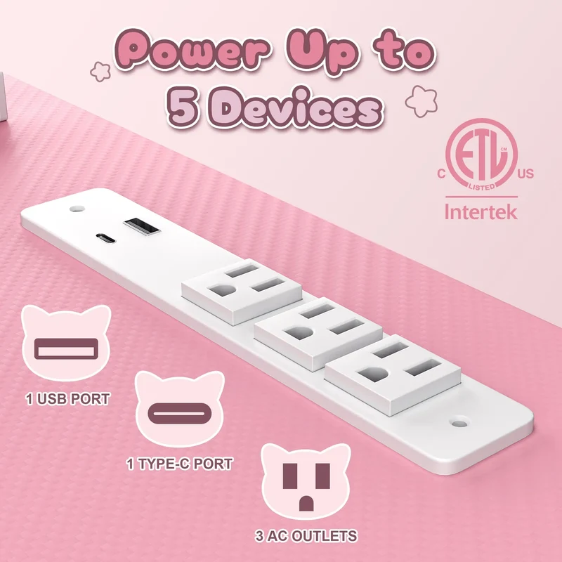 Dowinx L-Shaped Cute Gaming Desk LS-GDEQ (Pink)
