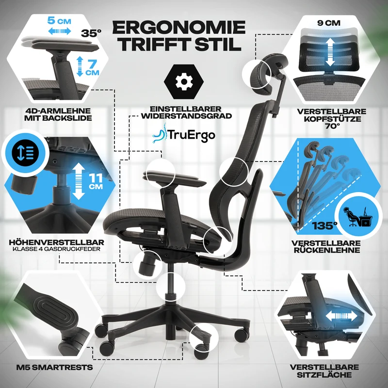 VALKENSTOL M5 - Ergonomischer Bürostuhl auch für große Nutzer