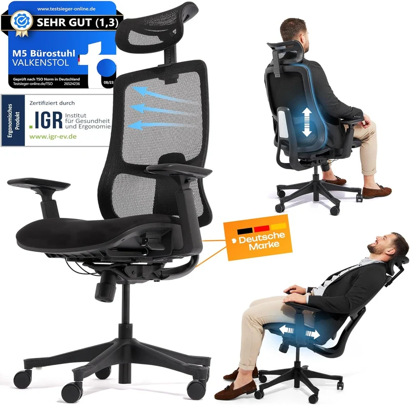 VALKENSTOL M5 - Ergonomischer Bürostuhl auch für große Nutzer