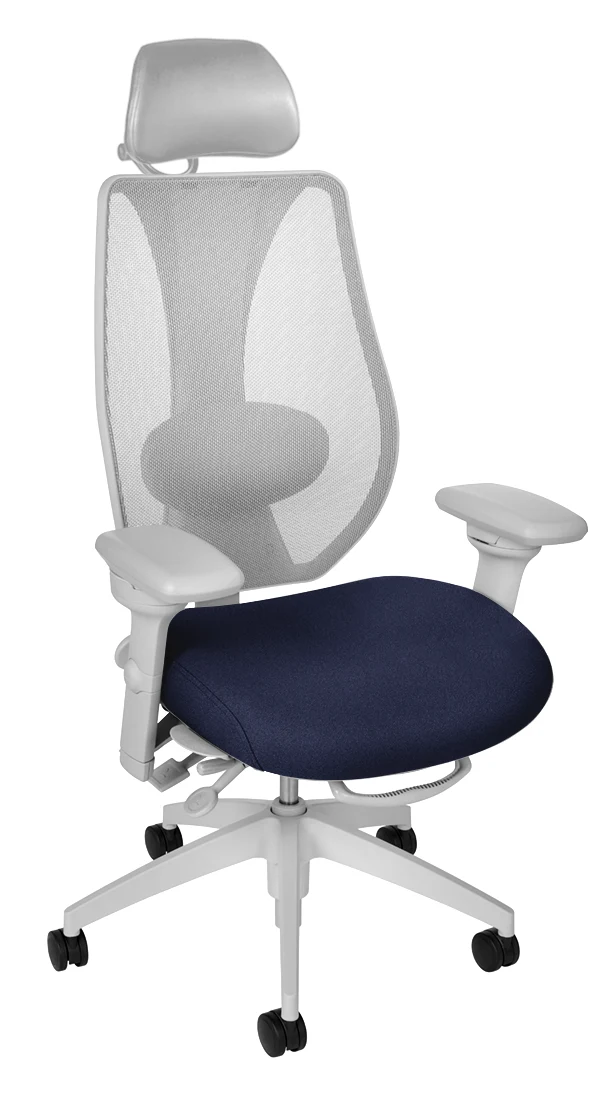 tCentric Hybrid with Mesh Backrest and Upholstered Seat, Multi Tilt Mechanism, Light Grey Frame, Open House Midnight Upholstery