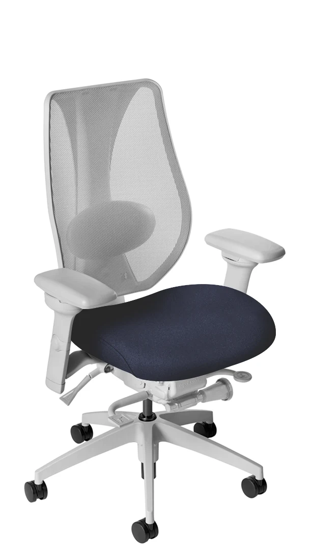 tCentric Hybrid with Mesh Backrest and Upholstered Seat, Synchro Glide Mechanism, Light Grey Frame, Open House Midnight Upholstery