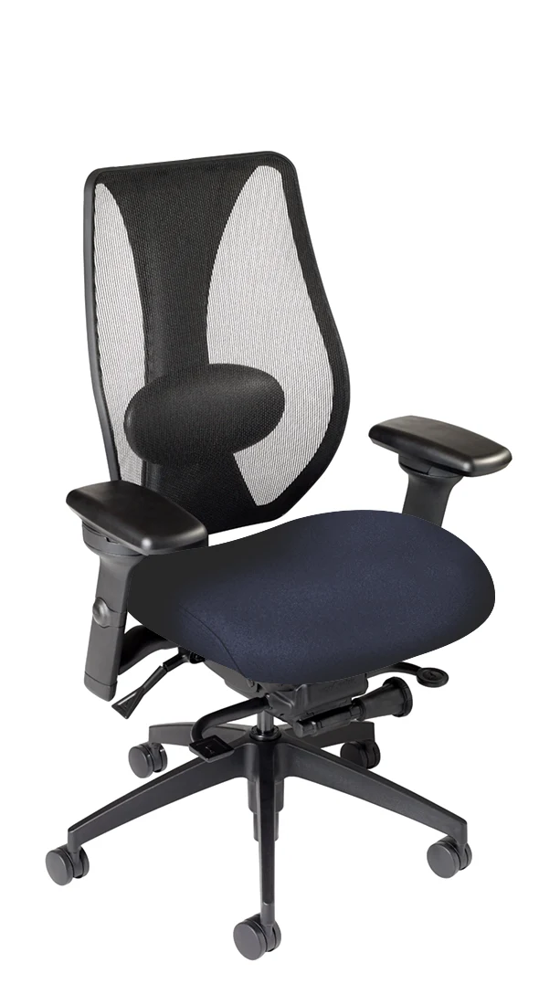 tCentric Hybrid with Mesh Backrest and Upholstered Seat, Synchro Glide Mechanism, Midnight Black Frame, Open House Midnight Upholstery