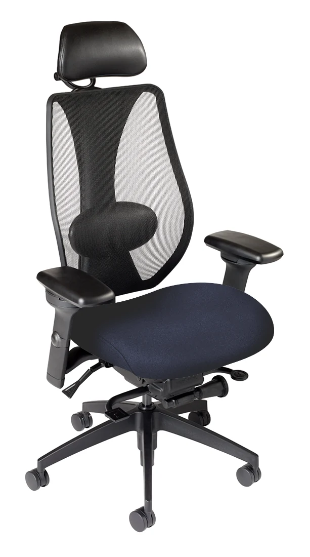tCentric Hybrid with Mesh Backrest and Upholstered Seat, Synchro Glide Mechanism, Midnight Black Frame, Open House Midnight Upholstery