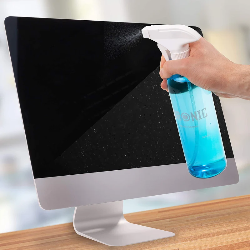 Duronic SCK103 Spray Bildschirmreiniger mit Mikrofasertuch und Bürste | 500 ml Displayreiniger für Monitore, Smartphones und Tablets | Screen Cleaner für LCD und OLED | Auch als Glasreiniger geeignet