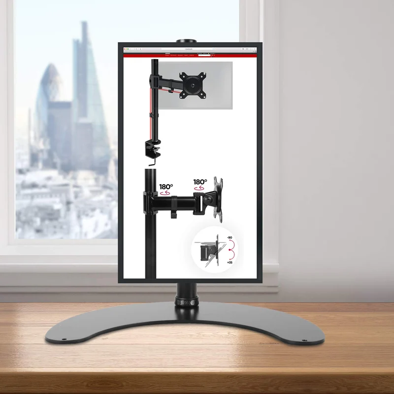Duronic DM15D1 Monitorfuß | Standfuß für 13-32 Zoll Bildschirm | Höhenverstellbar | 8kg Belastbarkeit | VESA 75/100 | Neigungswinkel (-) 15° | Drehbar um 360° | Monitorständer aus Stahl | Pivot