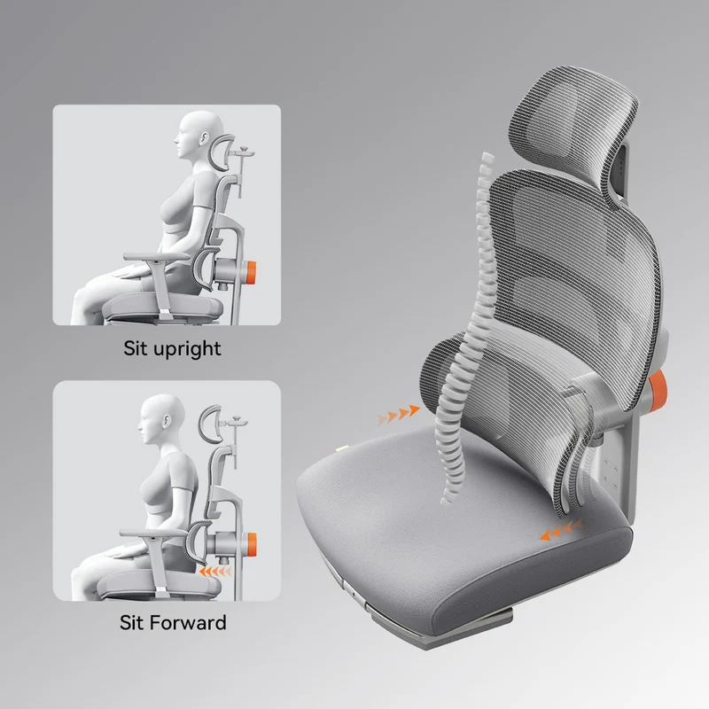 NEWTRAL NT002 Ergonomic Home Office Chair with Auto-following Lumbar Support-Grey