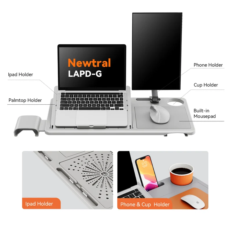 NEWTRAL NT002 Ergonomic Office Chair with Laptop Table-Grey