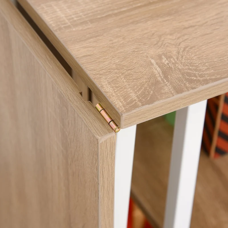 HOMCOM - Kleiner Schreibtisch, Schreibtisch Kinder, Klapptisch, Schreibtisch auf Rollen, Faltbare Computertisch, Arbeitstisch, mit Ablagen, MDF, Natur