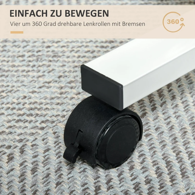HOMCOM - Laptoptisch, Laptoptisch Höhenverstellbar, 70-110 cm, Gaslifts, bis 70 kg, Laptoptisch Bett, Laptoptisch Sofa, mit Rollen, Stahl, Naturholz