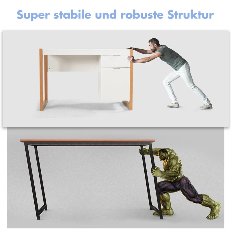 Costway - Schreibtisch, Schreibtisch mit Schublade, Kleiner Schreibtisch, Schreibtisch weiß mit Schubladen, Moderner Schreibtisch, 112,5x50x75 cm