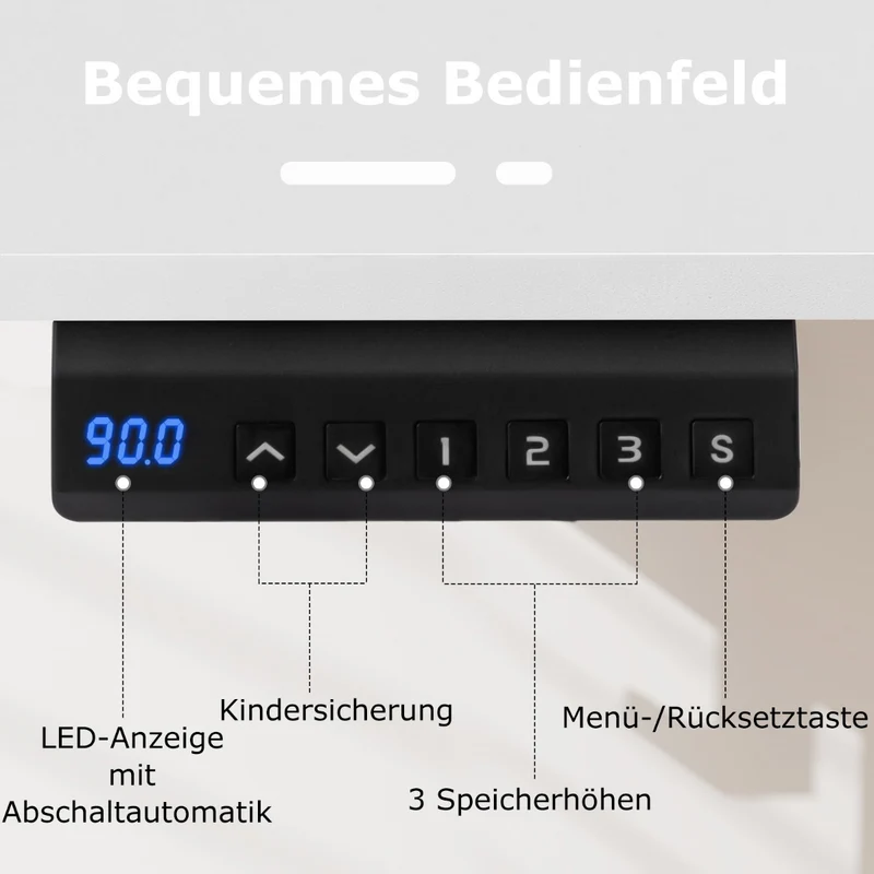 Costway - Höhenverstellbarer Schreibtisch 120 x 60 cm elektrischer Stehschreibtisch Rustikales Weiß