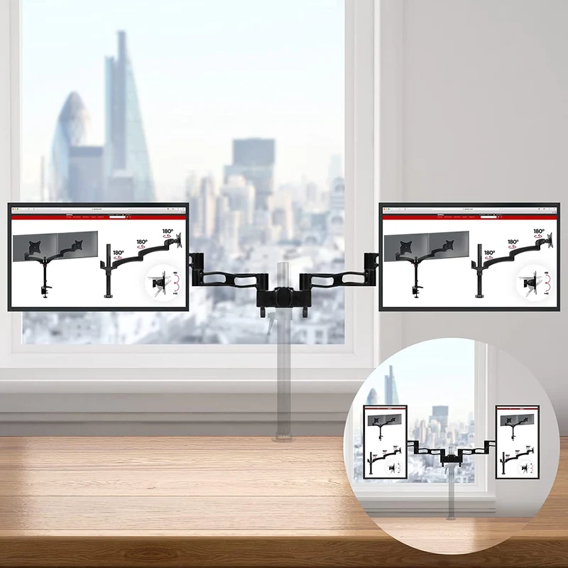 Duronic DM35P2 Monitorarme | 2 Monitorhalterungen für Monitorständer | Aluminium | VESA 75/100 | Zusatzarme für DM35-Serie | Einzelteil für alle Duronic Stangen | Monitorhalter für 2 Displays