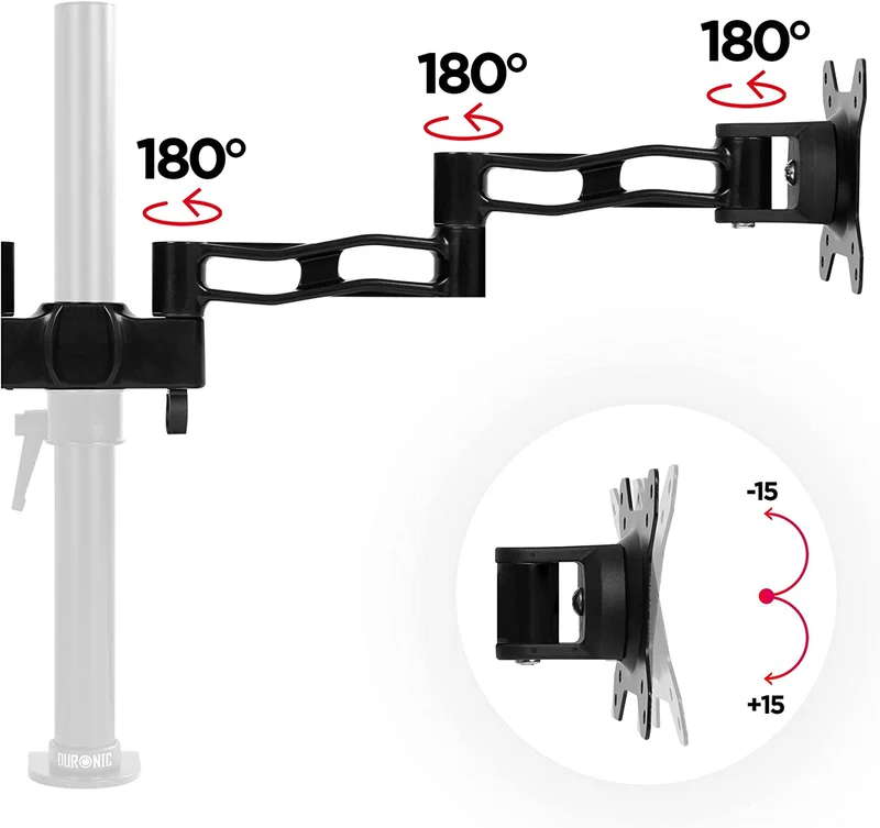 Duronic DM35P2 Monitorarme | 2 Monitorhalterungen für Monitorständer | Aluminium | VESA 75/100 | Zusatzarme für DM35-Serie | Einzelteil für alle Duronic Stangen | Monitorhalter für 2 Displays