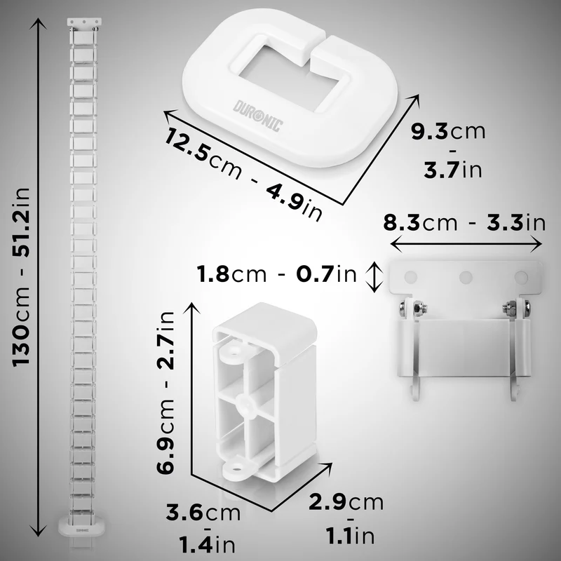 Duronic CM1DM WE Kabelkanal | Kabelführung Schreitisch | Flexibles Kabelmanagement für Ordnung am Arbeitsplatz und Werkstatt | Modular bis 1,3m | Metallplatte zum Schrauben unter Tisch | Kunststoff