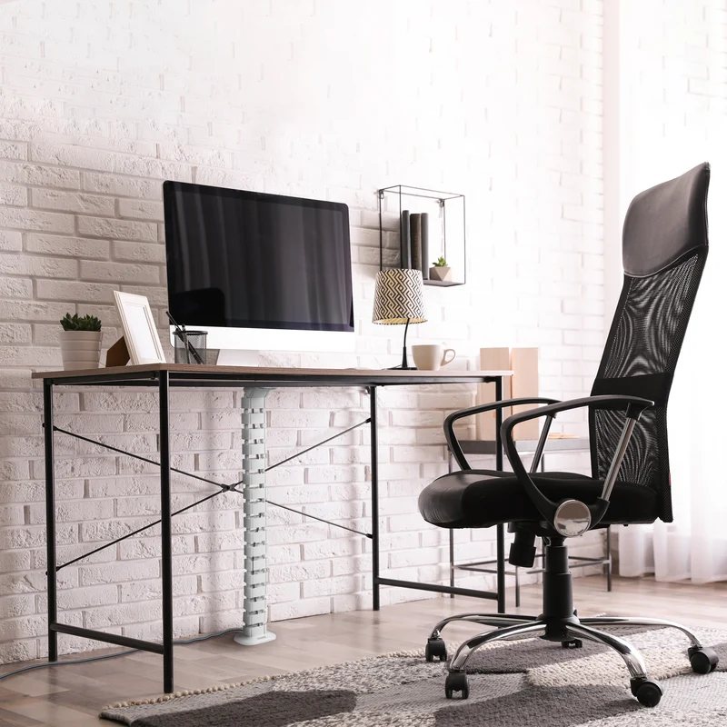 Duronic CM1DM WE Kabelkanal | Kabelführung Schreitisch | Flexibles Kabelmanagement für Ordnung am Arbeitsplatz und Werkstatt | Modular bis 1,3m | Metallplatte zum Schrauben unter Tisch | Kunststoff