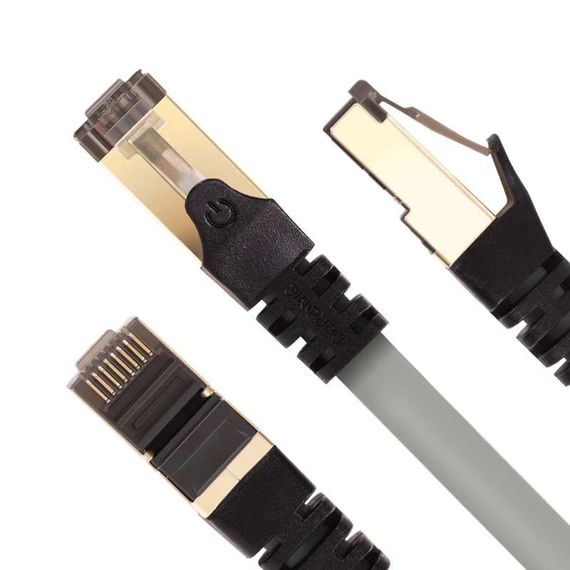 Duronic CAT8 GY 3 m Ethernet-Kabel | 40 Gbps Netzwerkabel | RJ45 Gigabit LAN Kabel Cat 8 | Patch Kabel 2000 MHz S/FTP Schirmung | TV Streaming Router Modem Switch Internetkabel 10 100 1000 Mbit