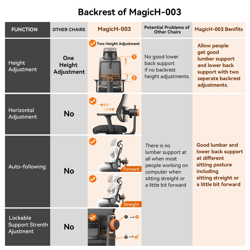 Magic H003 Ergonomic Office Chair with Auto-following Lumbar Support