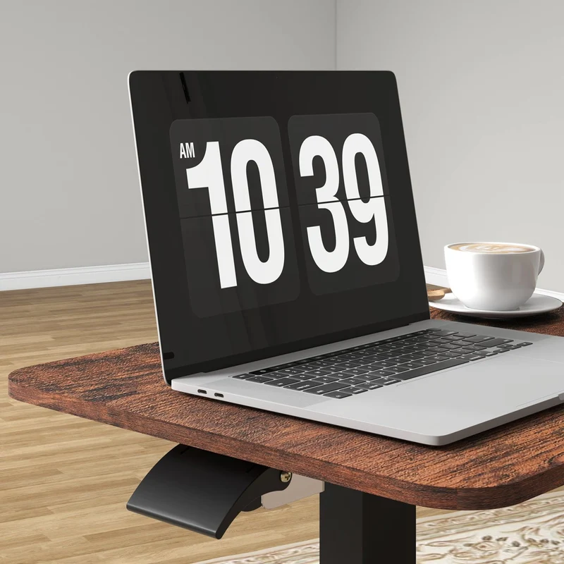 Vinsetto – Pneumatisch höhenverstellbarer Laptoptisch auf Rollen, 68–108 cm, bis 40 kg, Rustikal-Braun/Schwarz