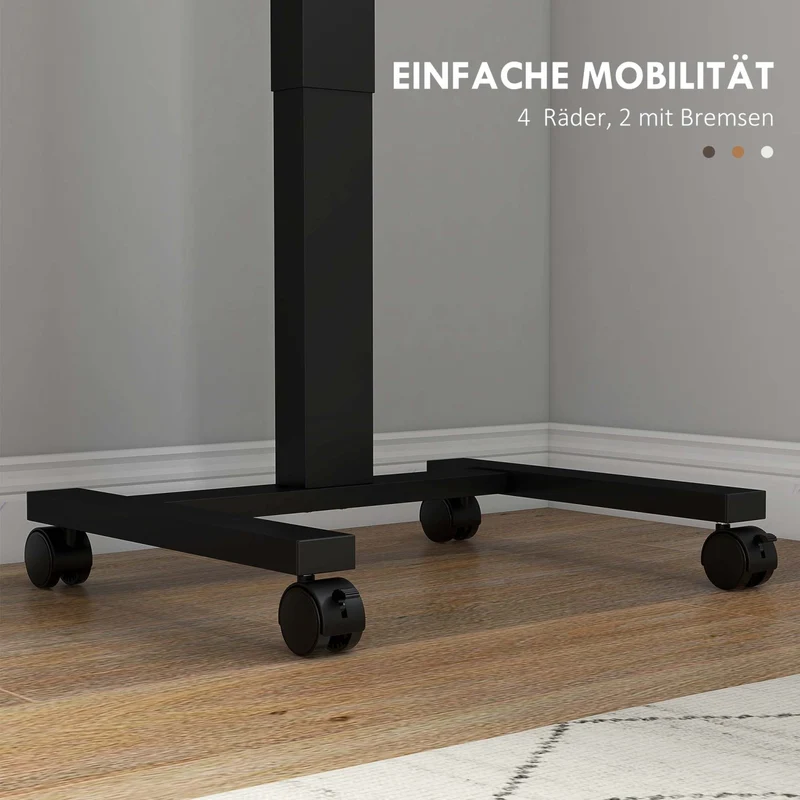 Vinsetto – Pneumatisch höhenverstellbarer Laptoptisch auf Rollen, 68–108 cm, bis 40 kg, Rustikal-Braun/Schwarz
