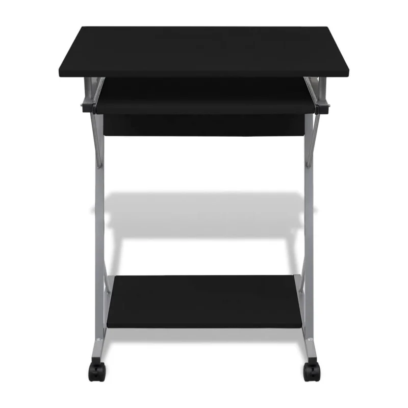 vidaXL – Computertisch mit ausziehbarer Tastaturablage und mobilem Untergestell, 60 × 40 × 74 cm, Schwarz