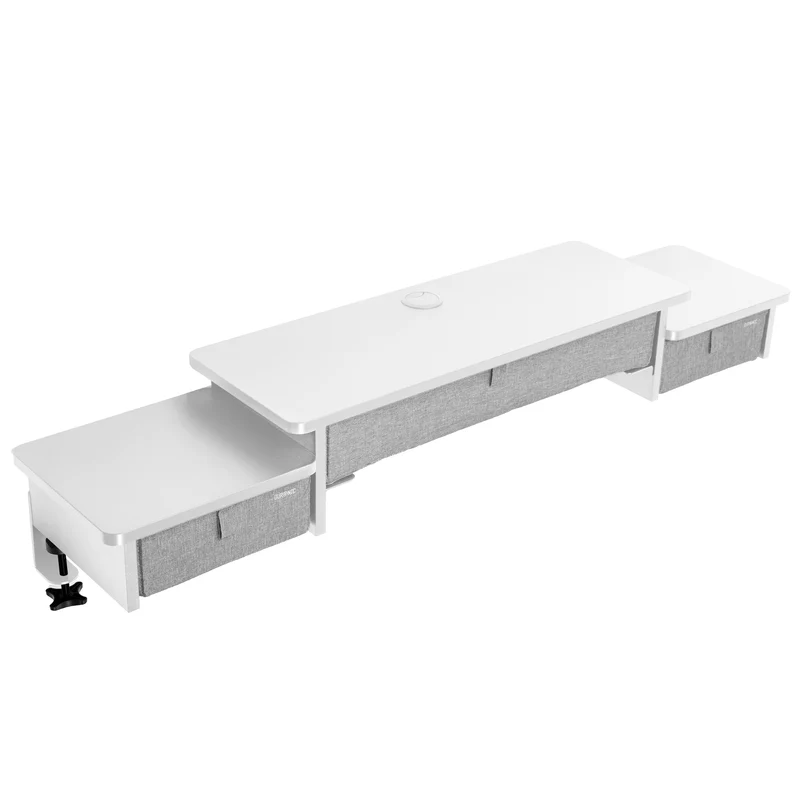 Duronic DD4 WE Schreibtischaufsatz, Schreibtisch Regal mit Tischklemmen 120 x 25 x 17,5 cm, Monitorständer mit Schubladen, Gaming Home Office Organizer, Tastatur unter Monitor, Monitorerhöhung