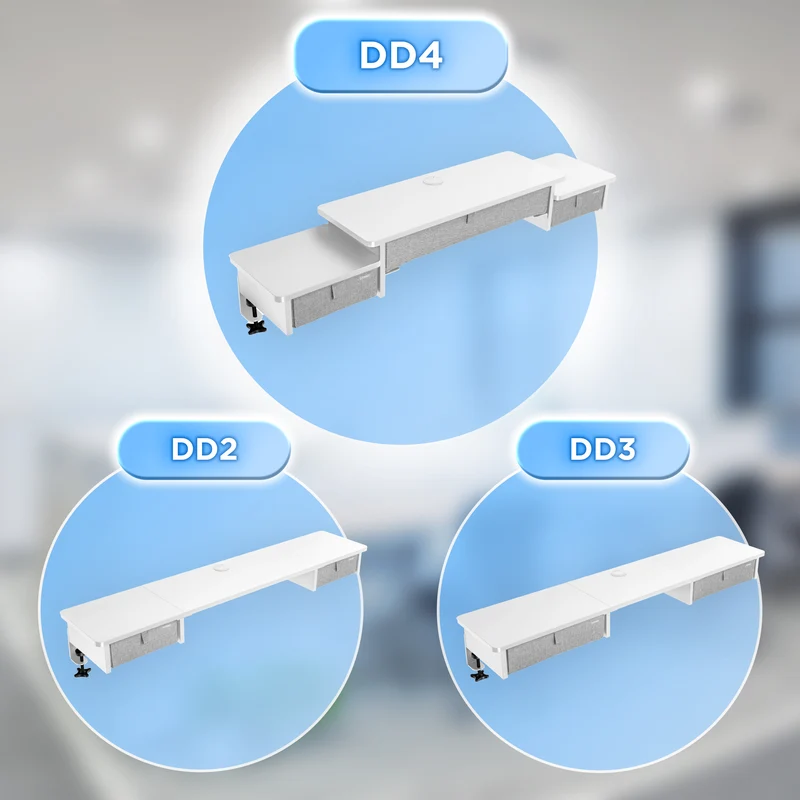 Duronic DD4 WE Schreibtischaufsatz, Schreibtisch Regal mit Tischklemmen 120 x 25 x 17,5 cm, Monitorständer mit Schubladen, Gaming Home Office Organizer, Tastatur unter Monitor, Monitorerhöhung