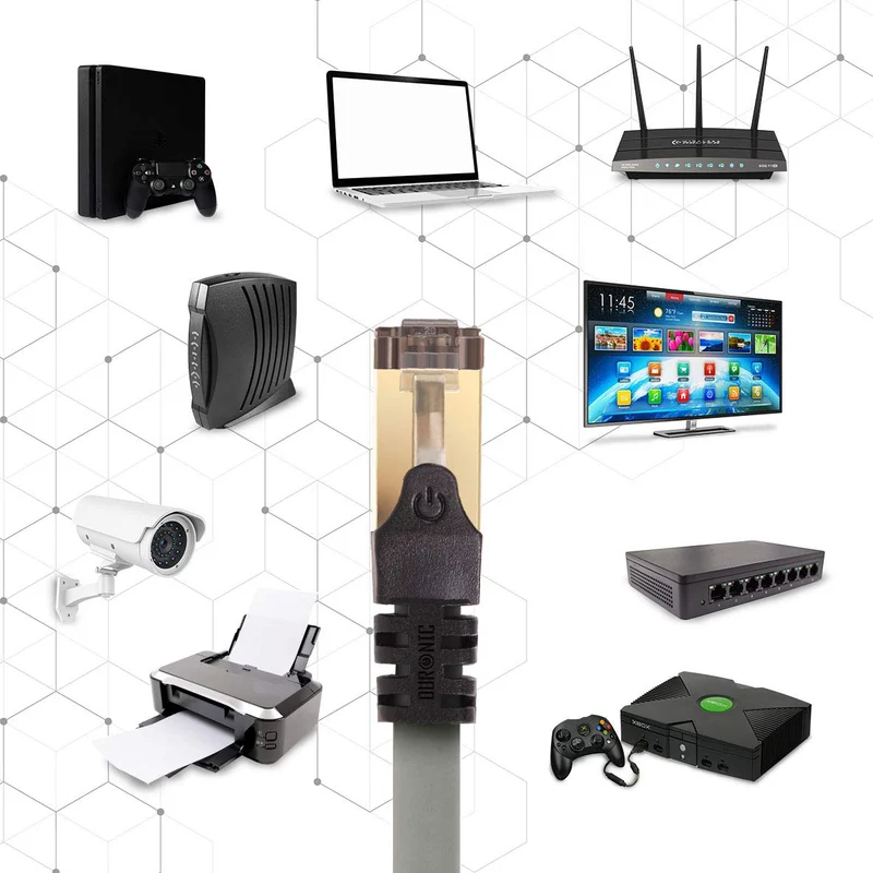 Duronic CAT8 GY 0,5 m Ethernet-Kabel | 40 Gbps Netzwerkabel | RJ45 Gigabit LAN Kabel Cat 8 | Patch Kabel 2000 MHz S/FTP Schirmung | TV Streaming Router Modem Switch Internetkabel 10 100 1000 Mbit