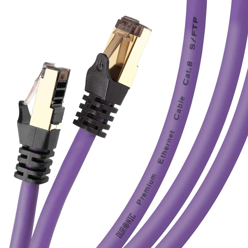 Duronic CAT8 PE 2 m Ethernet-Kabel | 40 Gbps Netzwerkabel | RJ45 Gigabit LAN Kabel Cat 8 | Patch Kabel 2000 MHz S/FTP Schirmung | TV Streaming Router Modem Switch Internetkabel 10 100 1000 Mbit