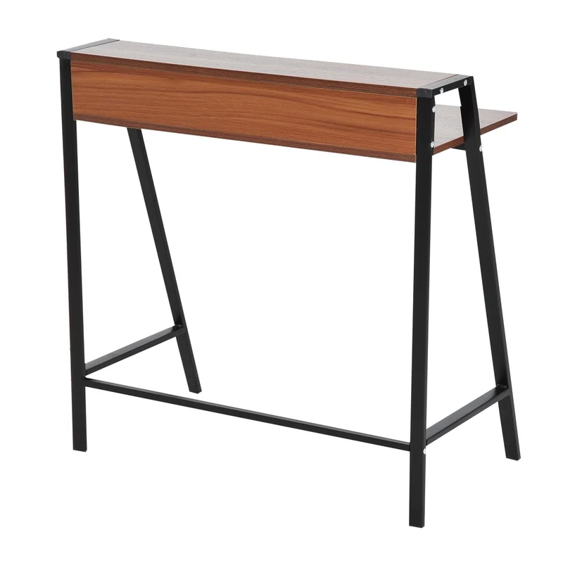 HOMCOM – Kompakter Computertisch mit Ablage und Kabeldurchlass, 84 × 45 × 85 cm, MDF und Metall, Walnuss/Schwarz