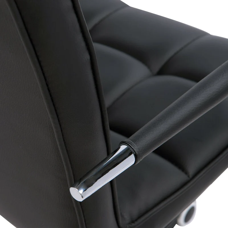 HOMCOM - Bürostuhl, Ergonomischer Bürostuhl, Drehstuhl, Schreibtischstuhl, Kosmetikhocker Rollhocker Arbeitshocker Chefsessel, Metall PU Schwarz
