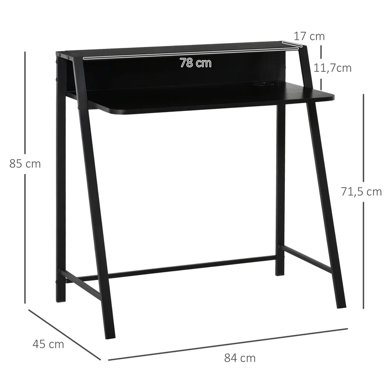 HOMCOM – Kompakter Computertisch mit Ablage und Kabeldurchlass, 84 × 45 × 85 cm, Schwarz