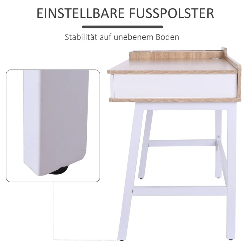 HOMCOM - Schreibtisch, mit Ablagefächern Computertisch, PC Tisch, Bürotisch, vielseitig, mit Schublade, Breite Tischplatte