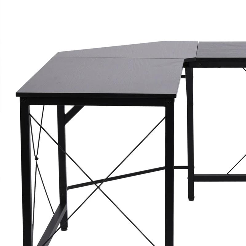 HOMCOM – L-förmiger Eckschreibtisch, 150 × 150 × 76 cm, bis 70 kg, MDF und Metall, Schwarz