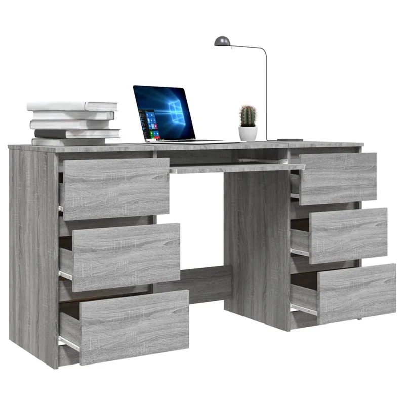 vidaXL - Schreibtisch Grau Sonoma 140x50x77 cm Holzwerkstoff