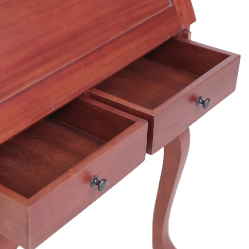 vidaXL - Sekretär, Kleiner Schreibtisch, 78×42×103 cm, Mit 9 Schubladen, 2 offenen Fächern und einer Klappschreibtafel, Massivholz Mahagoni, Braun