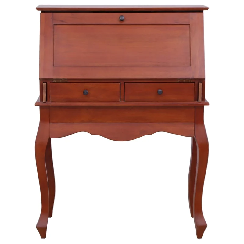 vidaXL - Sekretär, Kleiner Schreibtisch, 78×42×103 cm, Mit 9 Schubladen, 2 offenen Fächern und einer Klappschreibtafel, Massivholz Mahagoni, Braun