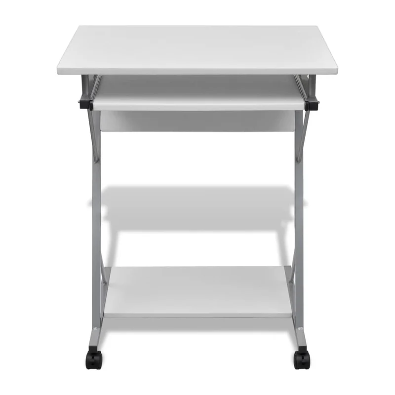vidaXL - Schreibtisch, Kleiner Schreibtisch, Bürotisch, Laptoptisch, Schreibtisch Holz, Computerwagen, Laptoptisch auf Rollen, Weiß