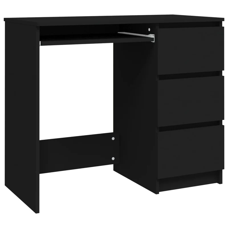 vidaXL - Schreibtisch, Schreibtisch Weiß, Schreibtisch Holz, Schreibtisch Schmal, 90x45x76 cm, Schreibtisch mit Schubladen, Schwarz